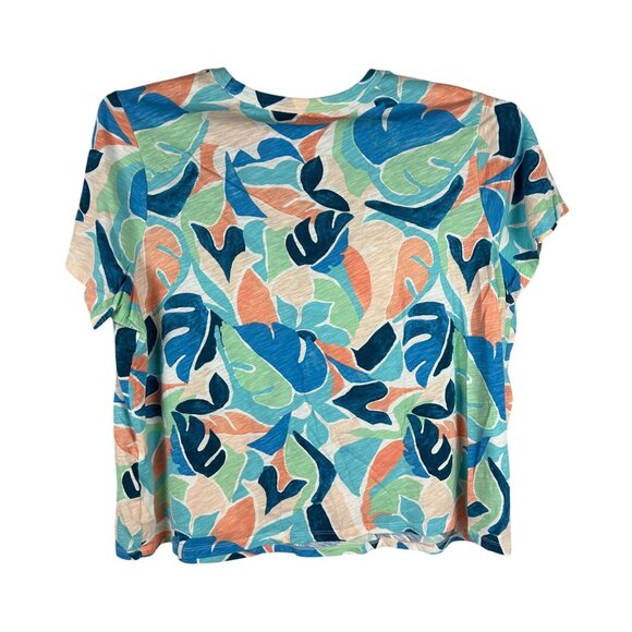 Old Navy Everywear XXL Short Sleeve Crewneck T-Shirt Pink Multicolor Floral - Picture 2 of 5